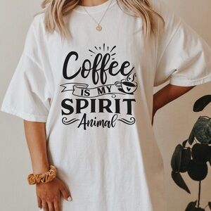 Coffee Is My Spirit Animal Crew Neck Short Sleeve Tee Shirt